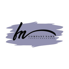 FN handwritten logo vector template. with a gray paint background, and an elegant logo design