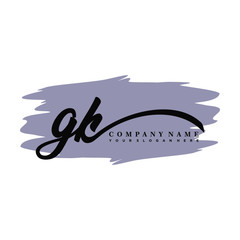 GK handwritten logo vector template. with a gray paint background, and an elegant logo design