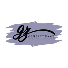 GX handwritten logo vector template. with a gray paint background, and an elegant logo design