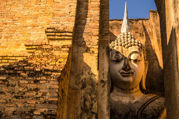 Buddha Statue at Si Chum Temple in Sukhothai Historical Park, Sukhothai, Thailand.