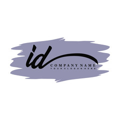 ID handwritten logo vector template. with a gray paint background, and an elegant logo design