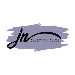 JN handwritten logo vector template. with a gray paint background, and an elegant logo design
