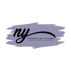 NY handwritten logo vector template. with a gray paint background, and an elegant logo design