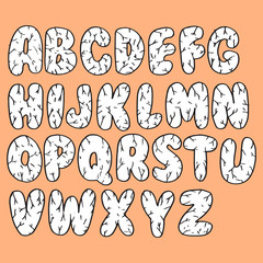 Naklejka premium Hand drawn doodle font. Set of sketch alphabet. Vector illustration for magazines, printings, web posters, hand drawn typography etc.