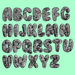Hand drawn doodle font. Set of sketch alphabet. Vector illustration for magazines, printings, web posters, hand drawn typography etc.