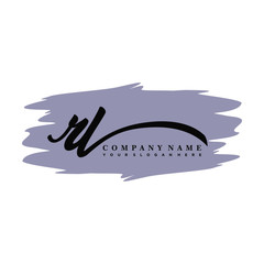RL handwritten logo vector template. with a gray paint background, and an elegant logo design