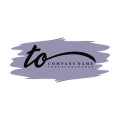 TO handwritten logo vector template. with a gray paint background, and an elegant logo design