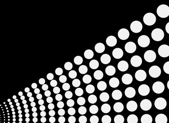 Schwarzer Hintergrund und weiße Punkten mit diagonaler Strahlenform