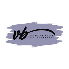 VB handwritten logo vector template. with a gray paint background, and an elegant logo design