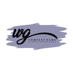 WG handwritten logo vector template. with a gray paint background, and an elegant logo design