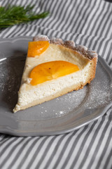 Beautiful persimmon cheesecake. Thanksgiving concept.