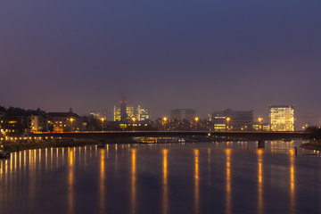 Basel city at night  Switzerland