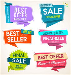 Modern collection of colorful stickers and banners 