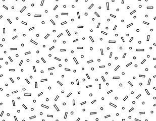 Abstract simple seamless monochrome trendy pattern. Vector geometric texture in retro fashion memphis style 80-90s. Hipster hand drawn background.