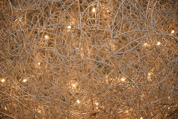 Fabulous and joyful holiday background, color shine yellow warm contrast of diodes garland