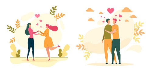 Homosexual Love, Relationships Flat Vector Concept