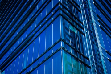 Close-Up of Modern Office Buildings in city of China.