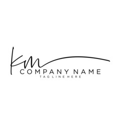 Initial letter KM Signature handwriting Logo Vector