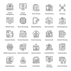 Finance Technology Line Icons Pack 