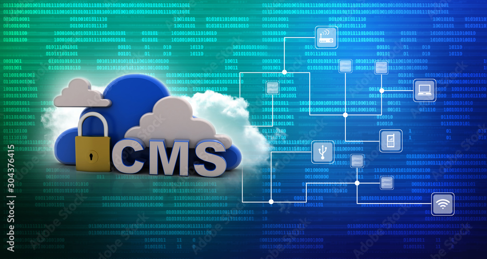 Poster 3d rendering cms cloud lock