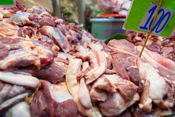 raw meat in a Local butcher shop