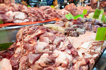 raw meat in a Local butcher shop