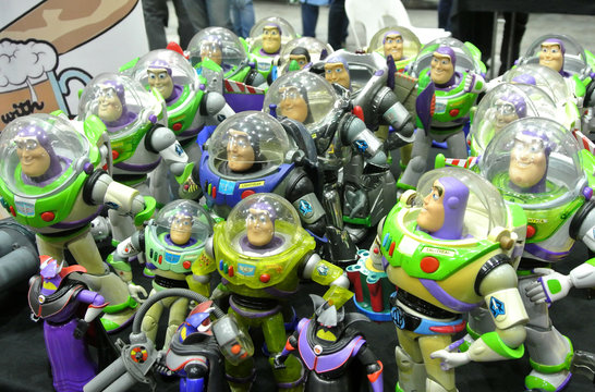 KUALA LUMPUR, MALAYSIA -OCTOBER 5, 2018: Buzz Lightyear the Space Ranger superhero fictional action figure from Toy Story franchise movie and TV series. Display by collectors for public. 