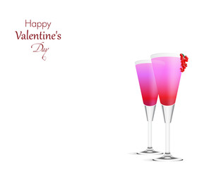 Romantic background with two pink Cocktails