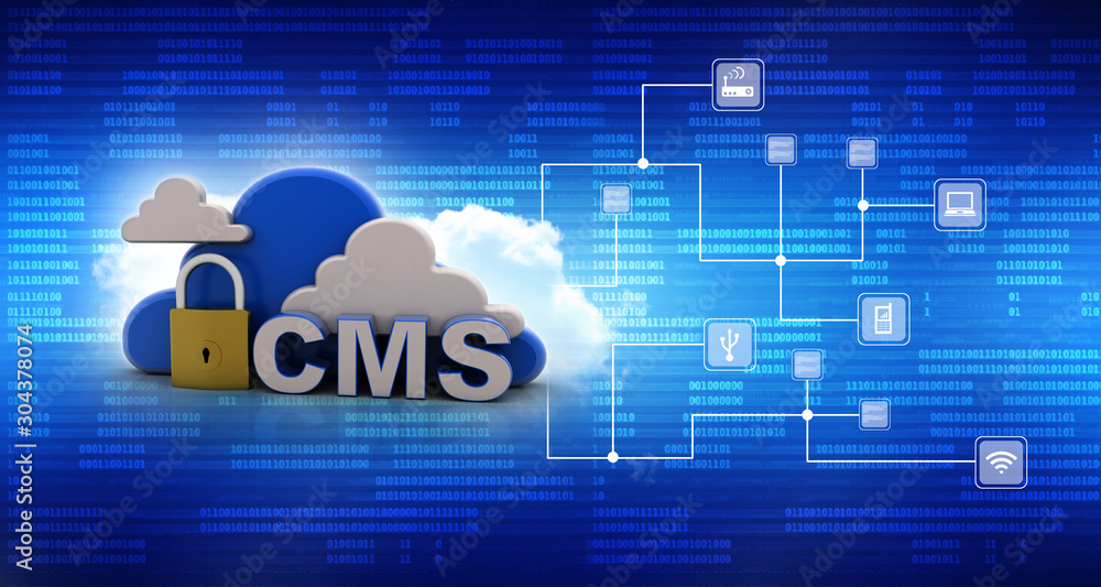 Poster 3d rendering cms cloud lock