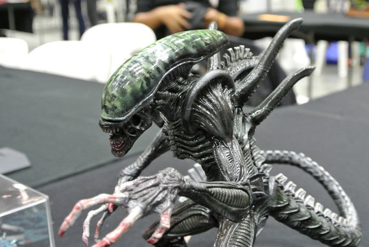 KUALA LUMPUR, MALAYSIA -OCTOBER 6, 2018: Character of Alien action figure model scale from Alien movies franchise. Displayed by collector for public. 