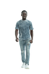 Fototapeta premium in full growth. smiling guy in stylish jeans.