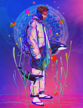 Illustrations depicting human and natural worlds