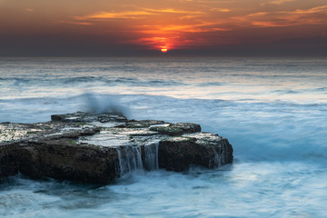Rocky Smoke Haze Sunrise Seascape