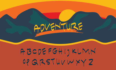 adventure type alphabet vector Font.