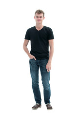 Fototapeta premium in full growth. handsome guy in casual clothes. isolated