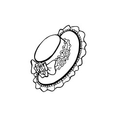 Hand drawn elegant vintage ladies background. Sketch women hat. Retro fashion vector illustration