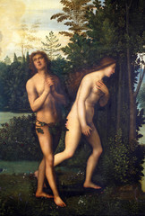 Mariotto Albertinelli: Expulsion of Adam and Eve from paradise - obrazy, fototapety, plakaty