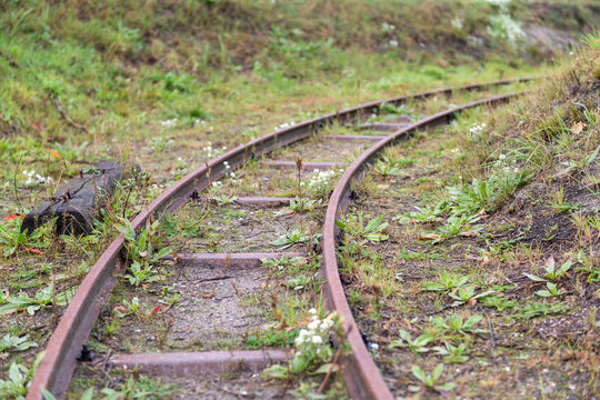Old narrow gauge railway right deflecting .