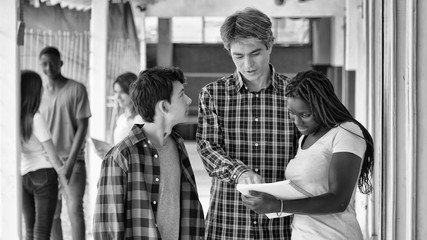 School scene of a multi ethnic teenager classroom