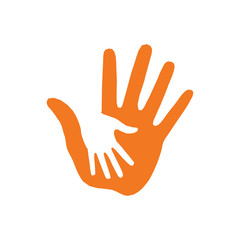 Helping hands. Vector illustration on black background