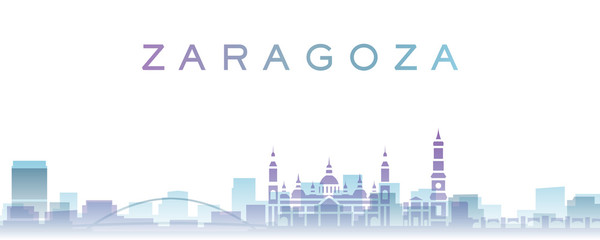 Obraz premium Zaragoza Transparent Layers Gradient Landmarks Skyline