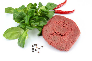 raw meat on a white background