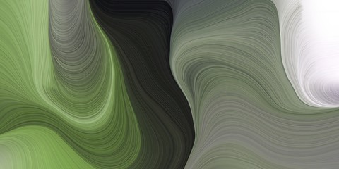 Obraz premium elegant curvy swirl waves background design with dim gray, light gray and very dark green color