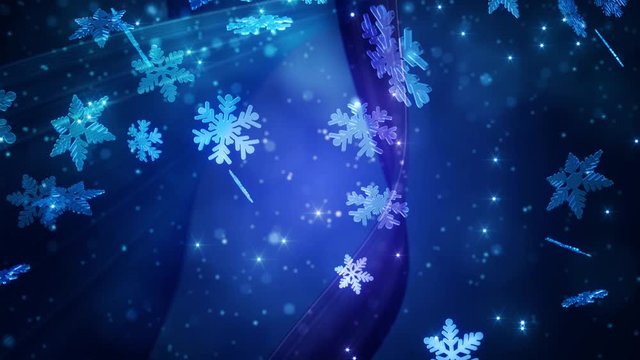 Magic Christmas snowflakes blue background