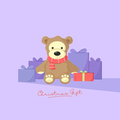 Cute Teddy Bear Present Christmas illustration