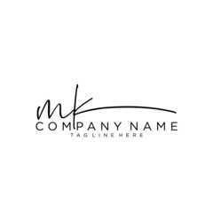 Initial letter MK Signature handwriting Logo Vector