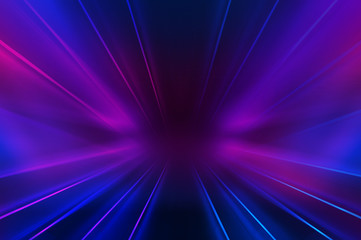 Empty dark abstract background. Background of an empty show scene. Glow of neon lights on an empty stage.