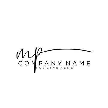 Initial letter MP Signature handwriting Logo Vector