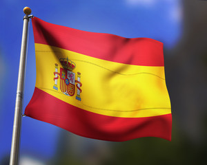 Spain Flag in the Wind
