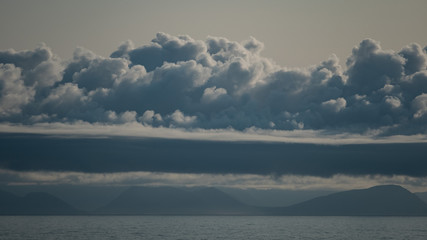 Dense thunderclouds in the sky.